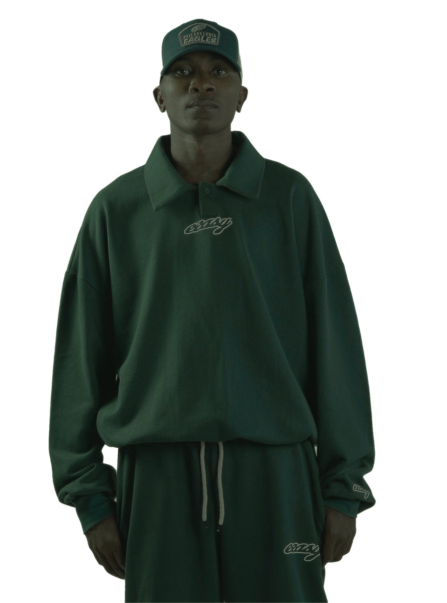 GREEN WIDE SPREAD COLLOR  SWEATSHIRT